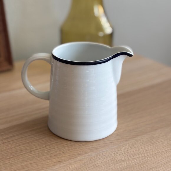 Crate & Barrel Roulette White Dark Blue Creamer Spal Porcelain Portugal - Picture 3 of 3